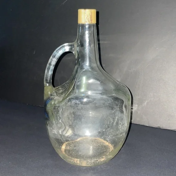Glass Liquor Bottle Half Gallon Jug Handle Vintage Decanter Home Decor - Picture 4 of 10
